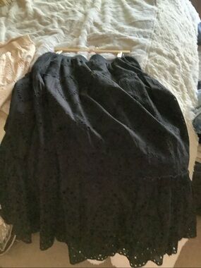 Black Eyelet MiMaxiSkirt - Women's Classic A-Line 100 % cotton